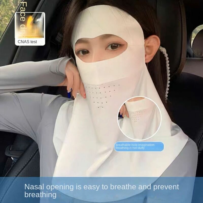 Máscara de seda de gelo respirável para esporte ao ar livre, Proteção solar, Proteção UV, Neck Gaiter, Máscara Anti-UV