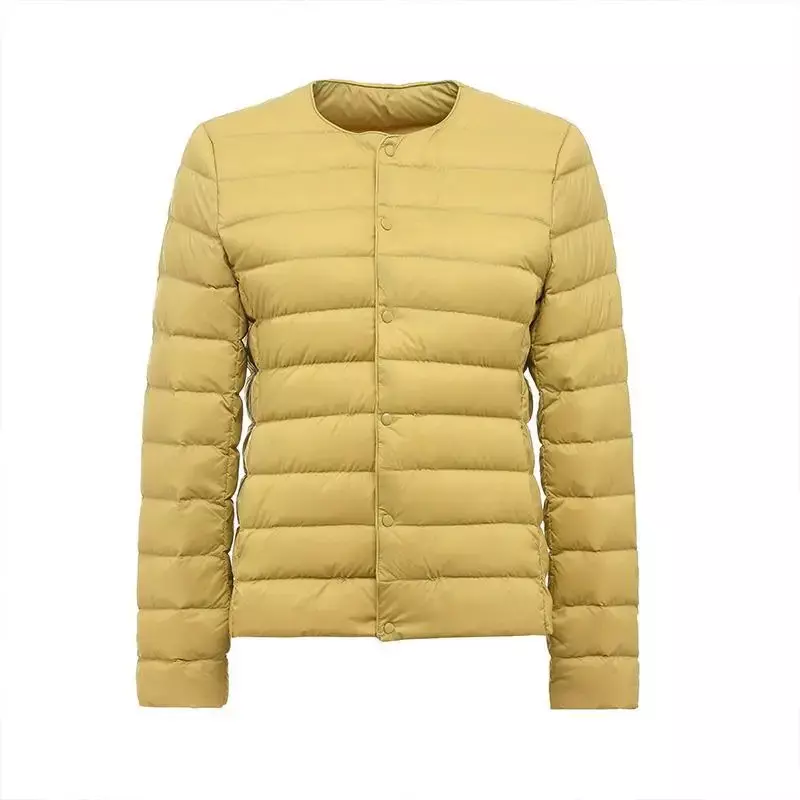 Women Spring Jacket 2023 New Arrival Korean Slim Fit Warm Liner Down Coat Ultralight Collarless Female 90% White Duck Down Parka