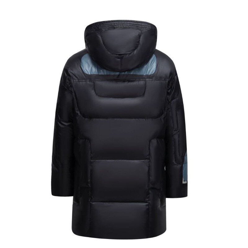 メンズパーカー韓国xロングダックダウンコート、カップルファッション、クラシックブラックジャケット、厚手、90% ホワイト、新着、冬、2023