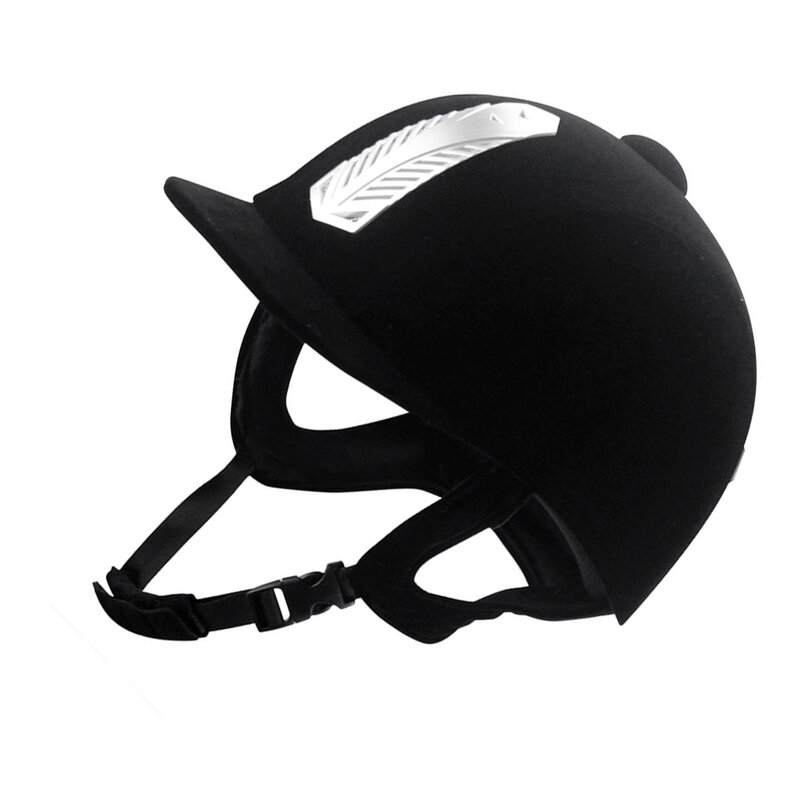 Adjustable Velvet Riding Hat Soft Lining All-round Protection No Pressure On Neck Equestrian Helmet Black 56cm