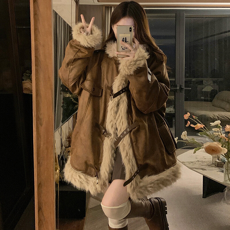 Женское замшевое пальто с воротником-стойкой, хлопковая куртка унисекс, зимняя Модная брендовая теплая и утепленная куртка для пар