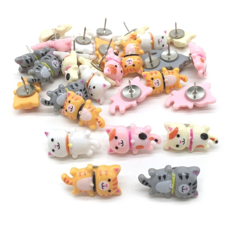 30 peças para alfinetes impressão gato gatinho fofo animal polegar tachas decorativas