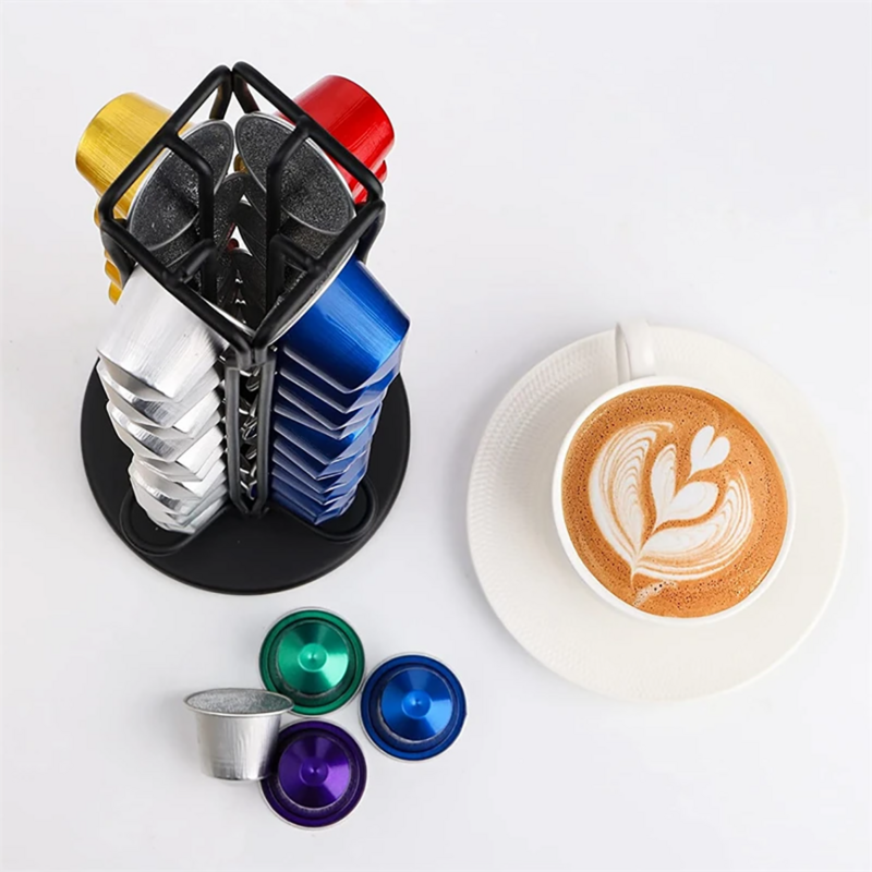 40PCS Nespresso Capsule Pod Holder Stand Rack Display Capsule di caffè placcatura supporti in metallo nero scaffali girevoli di alta qualità
