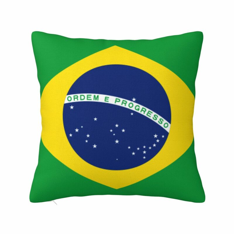 Funda de almohada cuadrada con bandera nacional de Brasil, para sofá, Br, Brasil