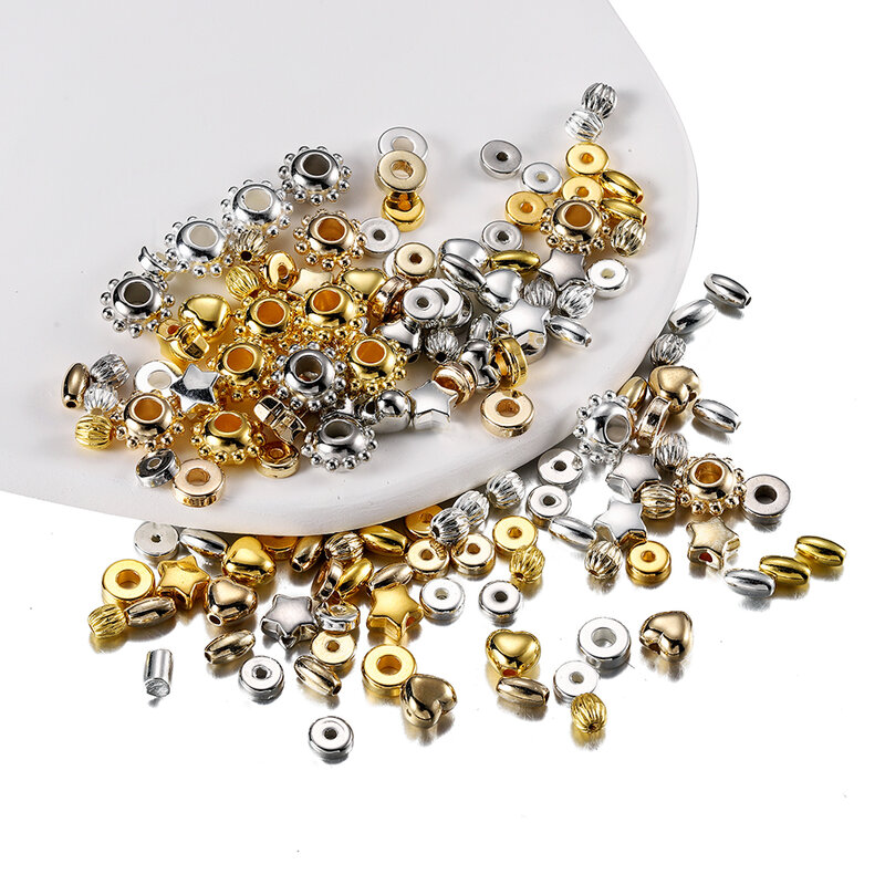 200-400 Buah CCB Beberapa Gaya Charm Spacer Beads Roda Bead Flat Bulat Longgar Beads untuk DIY Perhiasan Membuat Perlengkapan Aksesori