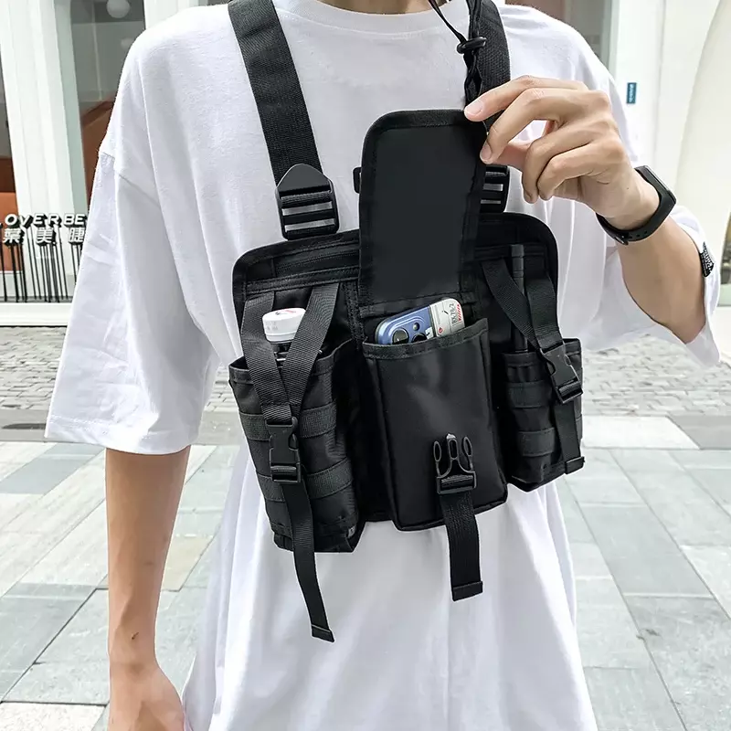 CCRXRQ Hip-hop Streetwear Men Chest Bags 2024 New Fashion Unisex Tactical Vest Backpacks Multi-function Sport Travel Chest Pack
