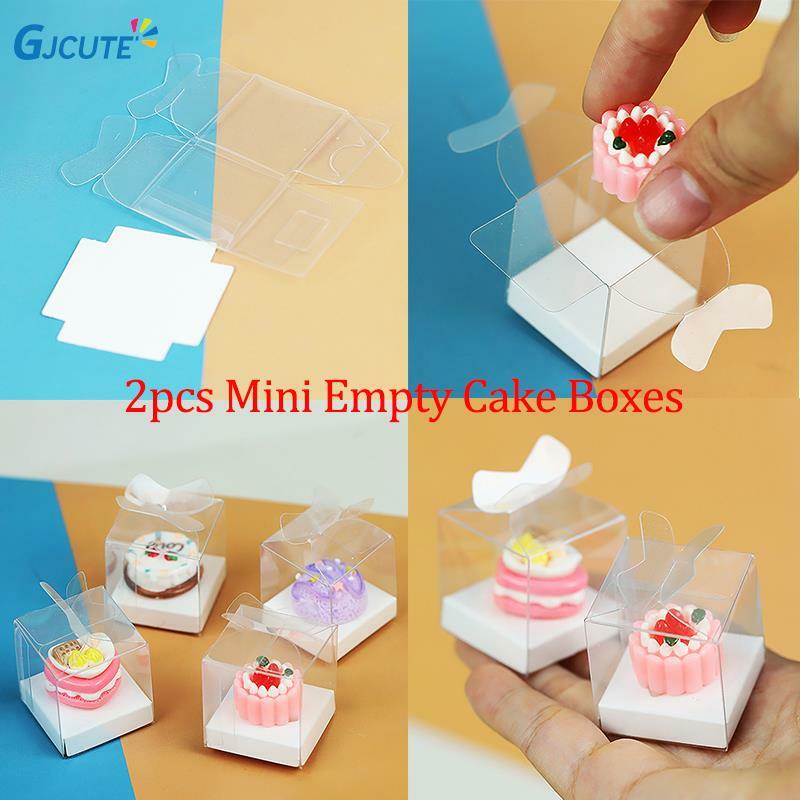 2 Stuks Mini Lege Taartdoos Poppenhuis Simulatie Dessertverpakking Voor 1:12 1:6 Poppen Huisaccessoires Doen Alsof Speelgoed