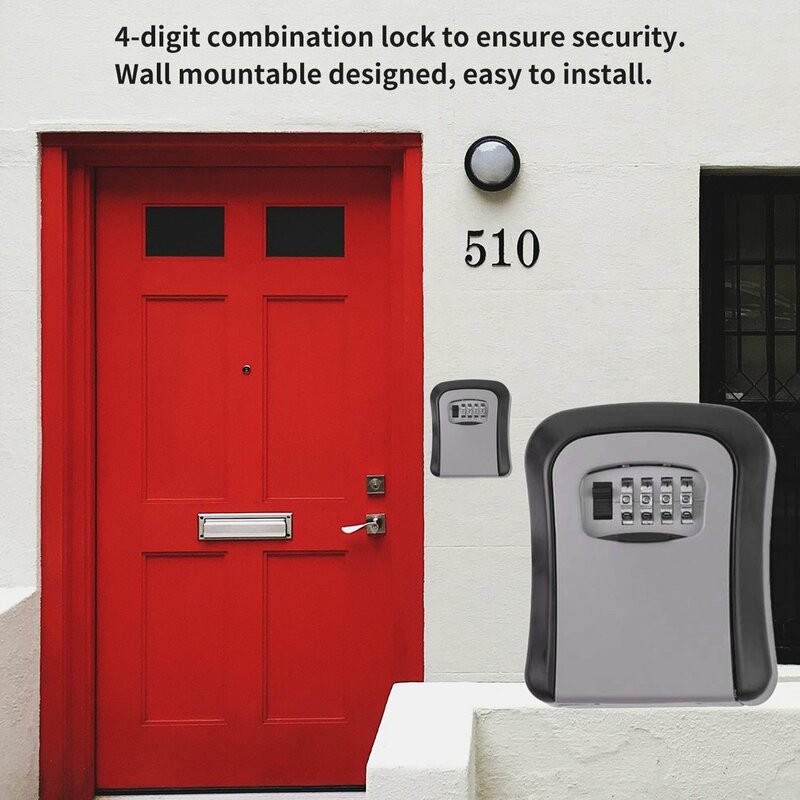 Caja de Seguridad para llaves, cerradura de aleación de aluminio montada en la pared, resistente a la intemperie, combinación de 4 dígitos, almacenamiento de llaves, envío directo