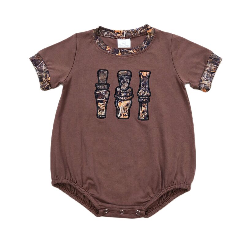 Großhandel Neugeborenen Ente Angeln Overall Bodysuit Baby Kleinkind Stickerei Stram pler kurze Ärmel Kinder Camo einteiligen Overall