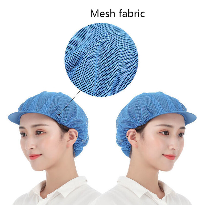 5 Pieces Man Chef Hat Canteen Women's Kitchen Hats Food and Electronics Processing Plants Work Mesh Cap Workshop Worker Hat