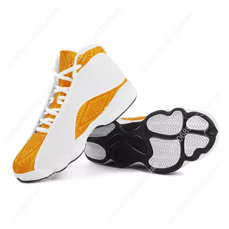 Sepatu lari pria Logo tim olahraga sepatu olahraga basket pria Logo tim olahraga bola kustom gaya gerbang oranye Polinesia kualitas baik