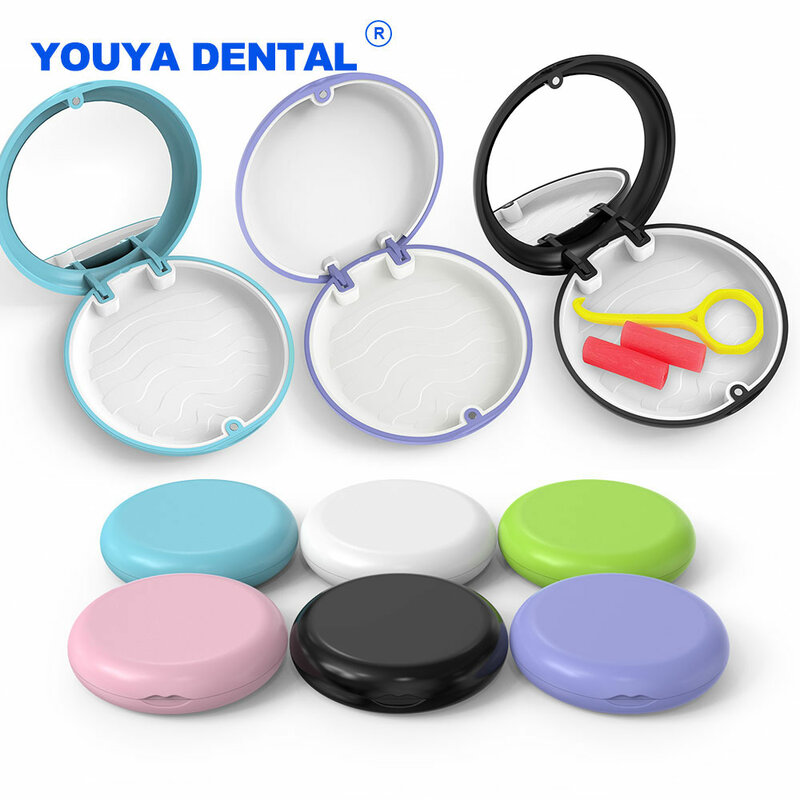 Caja de baño para dentadura postiza con espejo, contenedor de plástico para los dientes, protector para el cuidado bucal y los dentistas