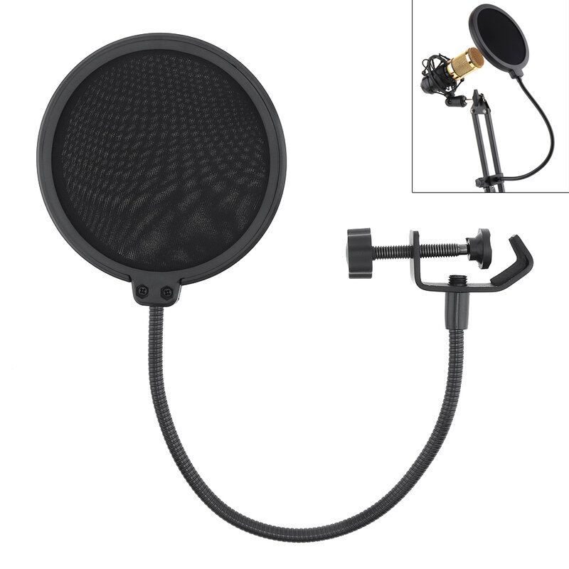 Micrófono de estudio de doble capa con filtro Pop, máscara Flexible con filtro de sonido y pantalla de viento, protector de micrófono para hablar, accesorios de grabación