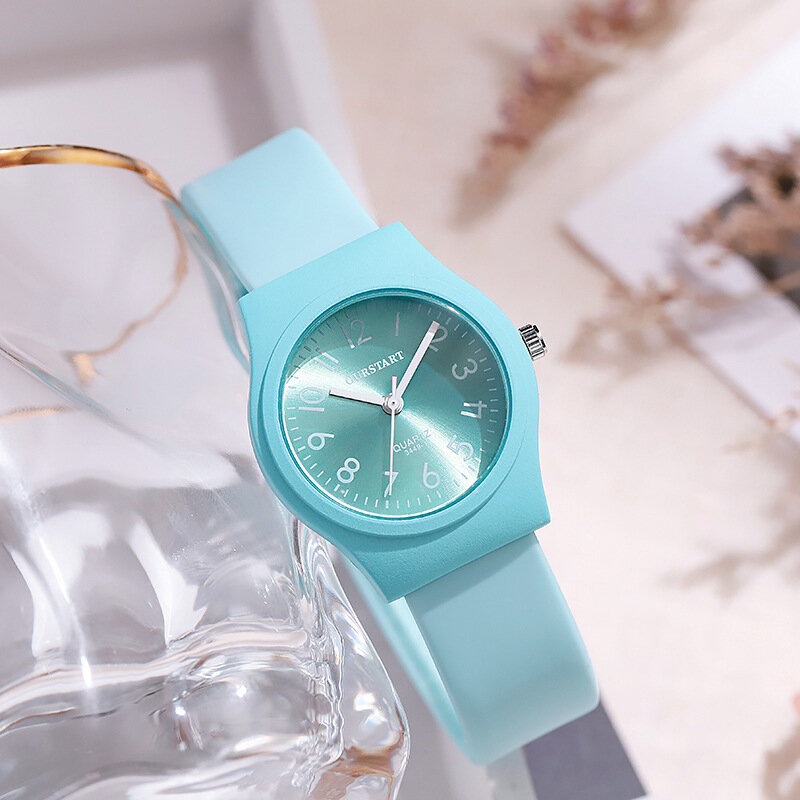 Relojes de silicona de cuarzo con escala Digital para mujer, relojes de estudiante de color caramelo, Venta caliente