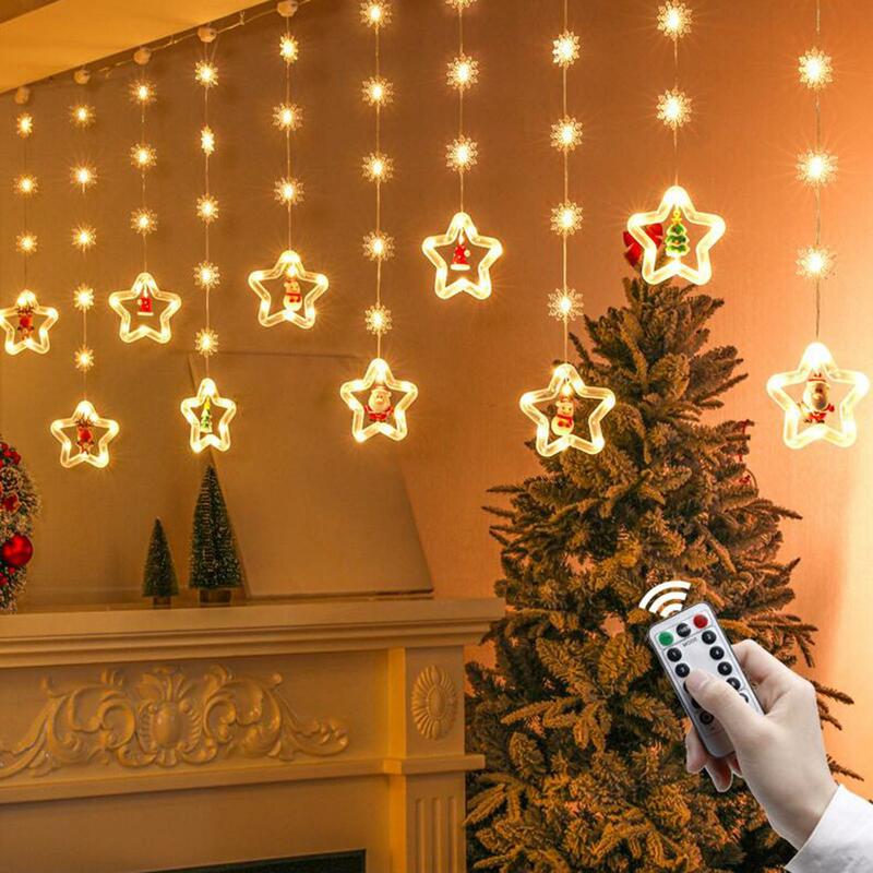 ไฟราวคริสต์มาสไฟนางฟ้าสีขาวอบอุ่นกันน้ำ LED แขวนเครื่องประดับไฟกระพริบสำหรับในร่มกลางแจ้งต้นคริสต์มาส