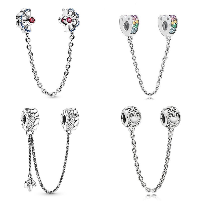 2024 New Fashion Lock Moon Safety Chain Charm Beads fit Original Pandora bracciali portachiavi ornamenti fai da te parti per la creazione di gioielli