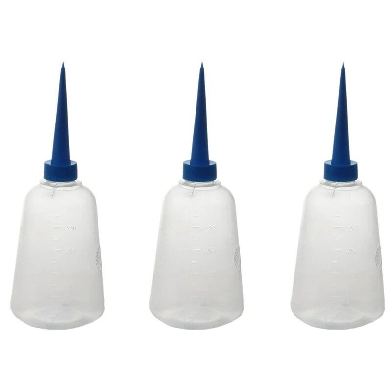 Garrafa aplicadora de cola líquida plástica, branco e azul claros, 3X, 250ml