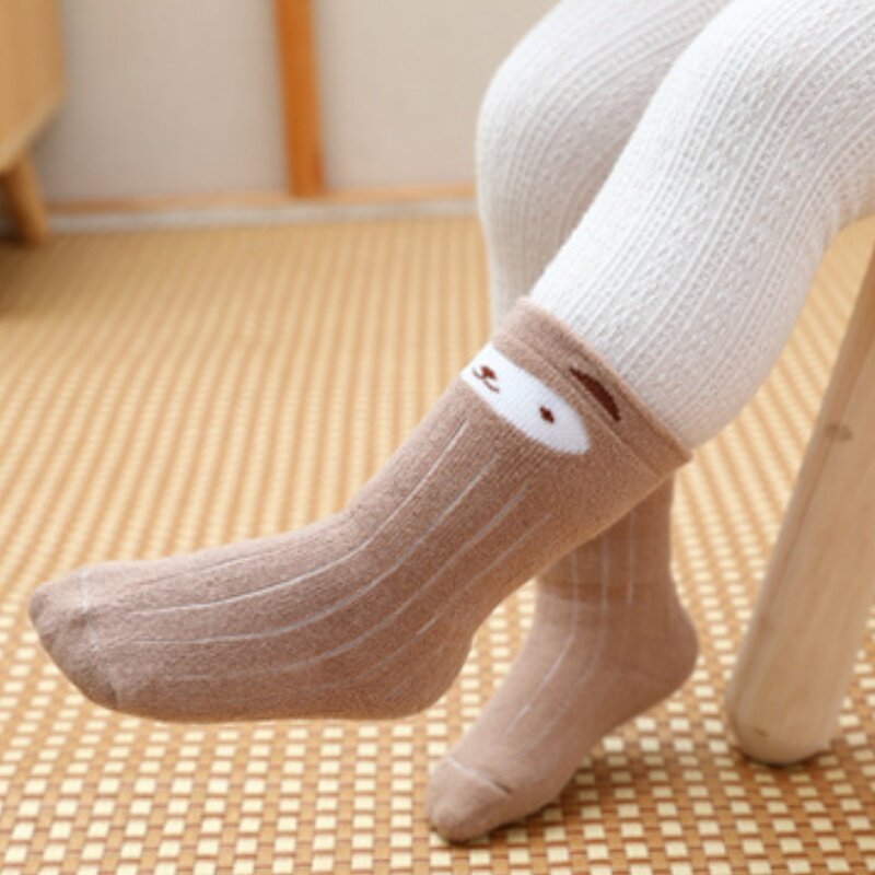 Новинка, Детские хлопковые носки, зимние утепленные теплые махровые носки средней длины для детей 0-1 года
