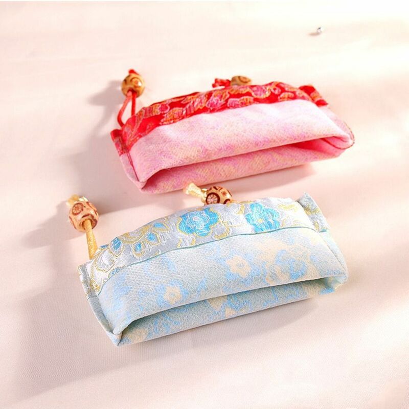 Сумка на шнурке с цветочной вышивкой в китайском стиле, сумка для упаковки украшений с цветочным рисунком, Холщовая Сумка с цветочным рисунком в этническом стиле, наручная сумка Hanfu