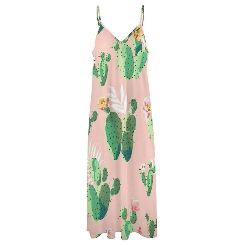Cactus Print Sleeveless Dress dress korean style women's summer dress 2024 purple
