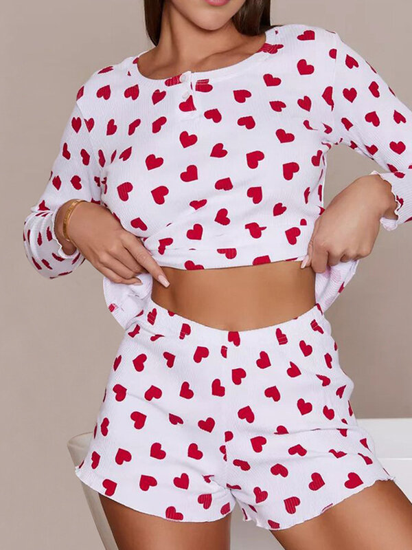 Женская Повседневная Ночная рубашка Marthaqiqi с принтом, комплект из 2 предметов, сексуальная женская домашняя одежда с шортами