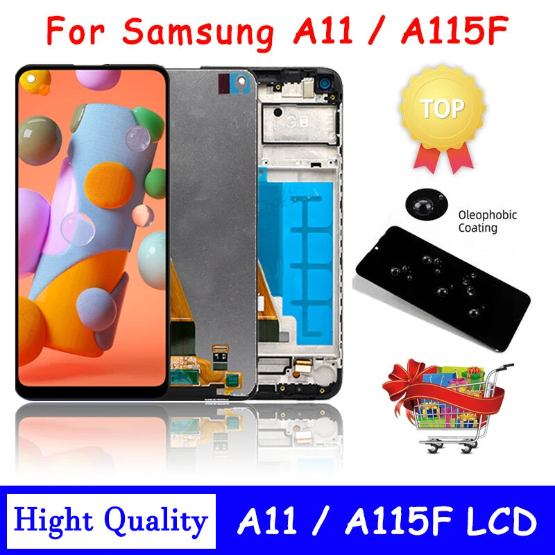 Conjunto original do digitador do tela táctil para Samsung Galaxy A11, LCD A115, A115F, DS, A115F, A115M, 6,4"