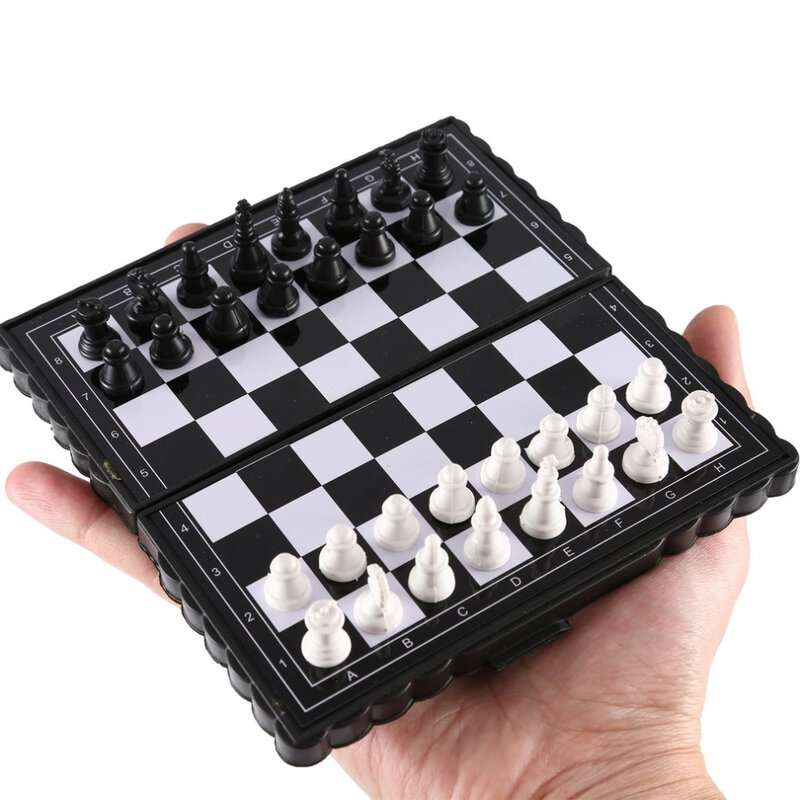 2023 1 Set Mini International Chess Folding Magnetic Plastic Chessboard Board Game Portable Kid Toy Portable Outdoor Chess Set