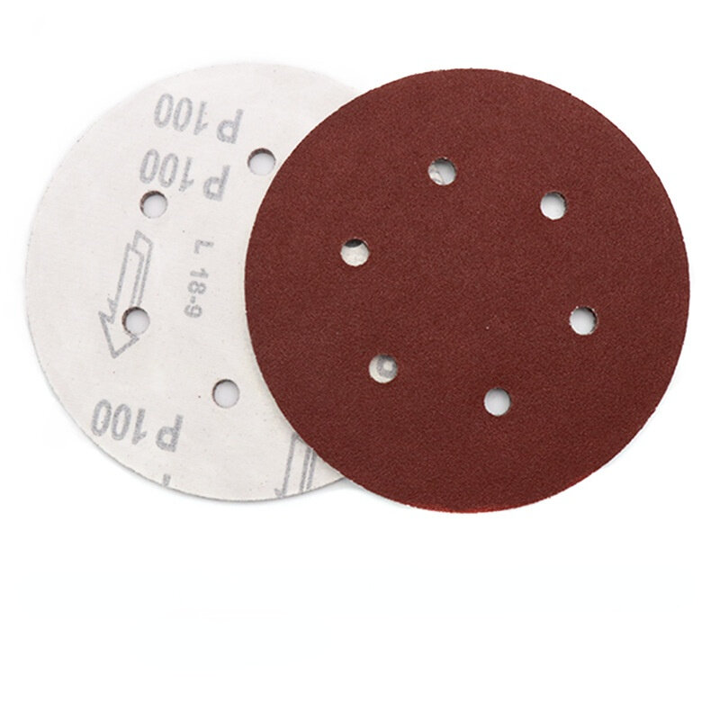Papel de lija de 6 agujeros, disco de lijado de gancho y bucle, accesorios para herramientas de papel de lija pulido, 100mm, 40-150, 800 unidades