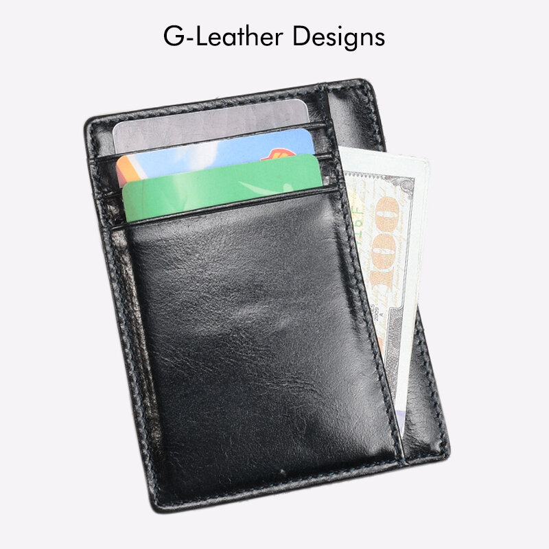 Vintage couro genuíno titular do cartão óleo ceroso couro crédito cartão carteira casos Unisex Slim Card Bag