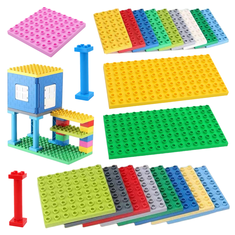 子供のための大きなサイズのプラスチック製ビルディングブロック,両面ベースプレート,互換性のある大きなレンガ,教育玩具