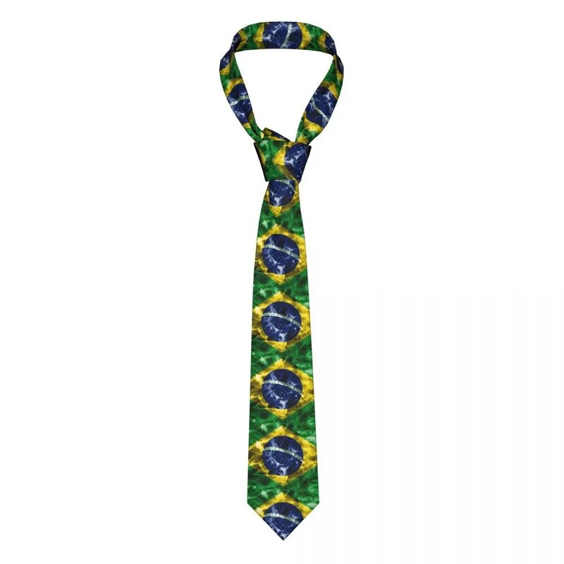 Fashion Brazilian Flag Neckties for Men Customized Silk Brazil Office Neck Tie
