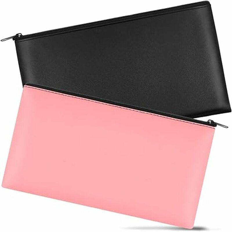Zippered Security Bank Deposit Bag Office Products PU Leather Cash and Coin Utility Pouch Bank Envelopes with Zipper