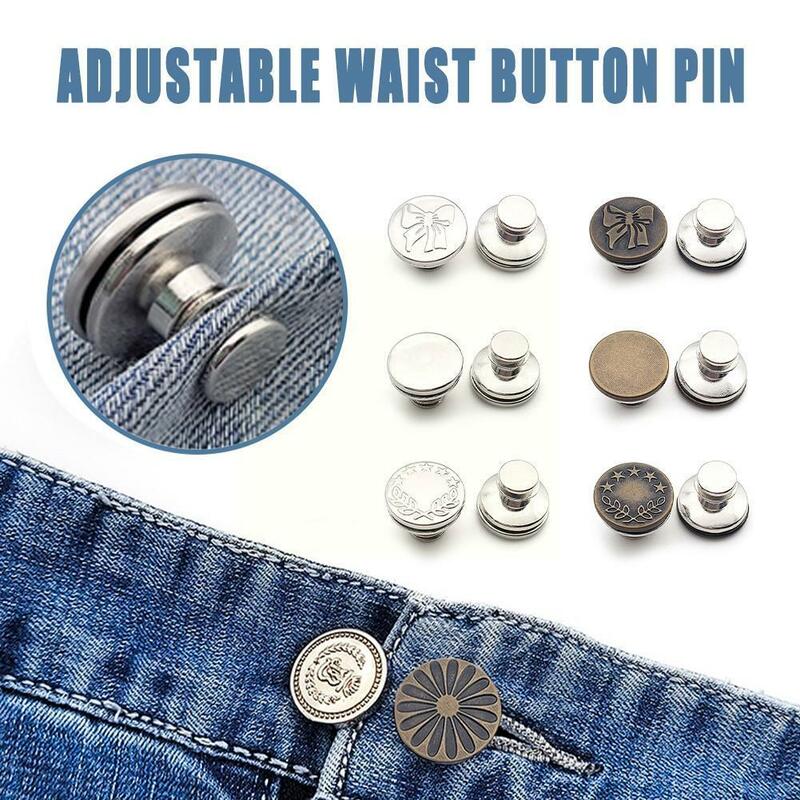 1 buah ikat pinggang datar dan Button-free Jeans ikat pinggang celana pinggang alat penyesuaian pinggang pengurangan dan pengurangan Button-gratis A B2F1