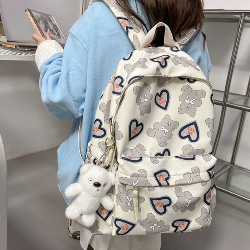 Новинка 2023 года, рюкзак с милым принтом медведя, студенческий школьный рюкзак в Корейском стиле, большой вместительный рюкзак