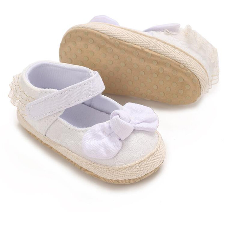 Zapatos Mary Jane para primeros pasos para niña, calzado con lazo 3D y volantes, zapatos de lona bonitos para otoño y primavera