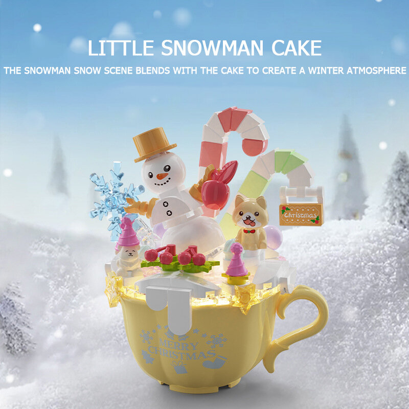 Kerstserie Bouwstenen Set Met Lichte Creatieve Kerstboom Sneeuwpop Cake Diy Bakstenen Speelgoed Voor Kinderen Kerstcadeau