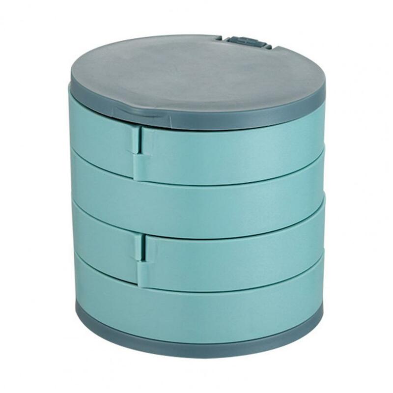 Caja de almacenamiento de joyas giratoria multicapa, soporte de joyería de plástico con espejo, pendientes, caja de anillo, cosméticos, contenedor de belleza, Organizador
