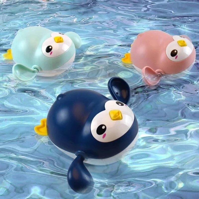 아기 목욕 장난감 입욕 귀여운 수영 오리 고래 풀 해변 클래식 체인 시계 장치 물 장난감, 어린이용 물 놀이 장난감