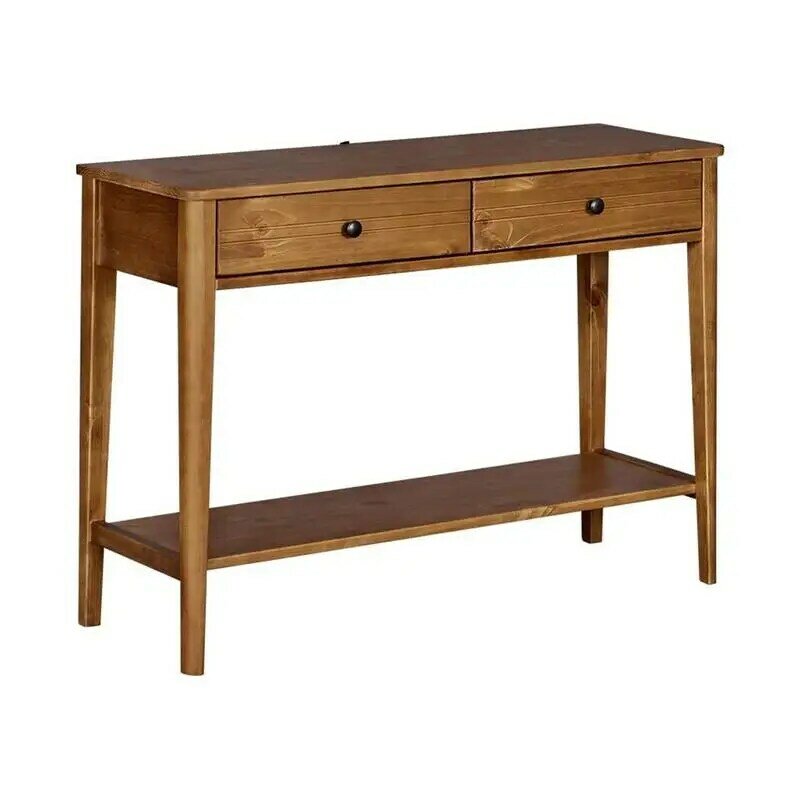 MUSEHOMEINC California Mid Century Wood Console Table with Drawers, Honey Brown