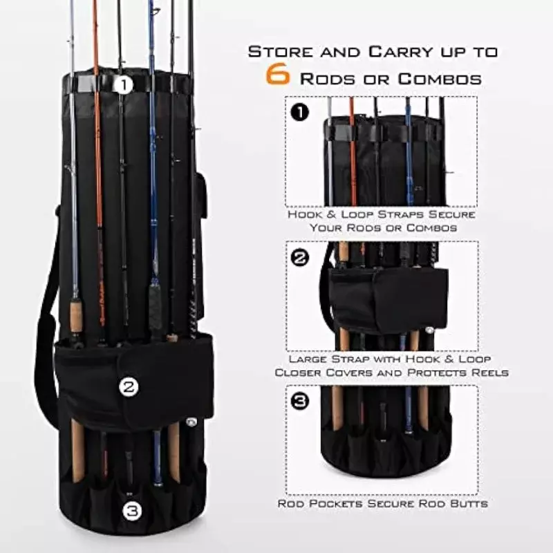 KastKing Karryall Fishing Rod Bag,81L Large Storage Water-resistant Rod Case Holds 6 Rods & Reels,Foldable Fishing Bag