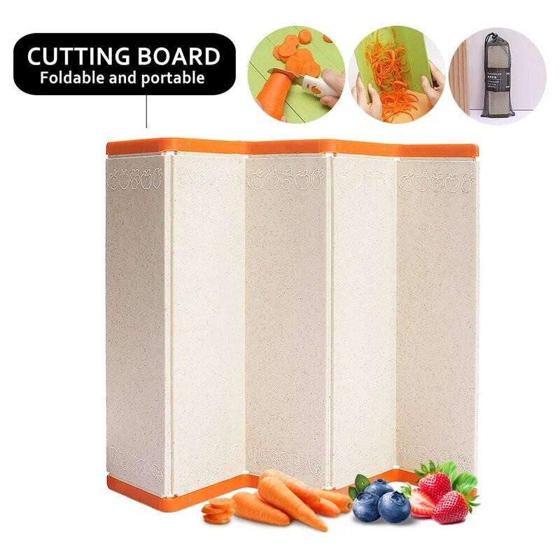 Folding board portable cutting board wheat straw chopping board fruit board net bag carrying storage antibacterial