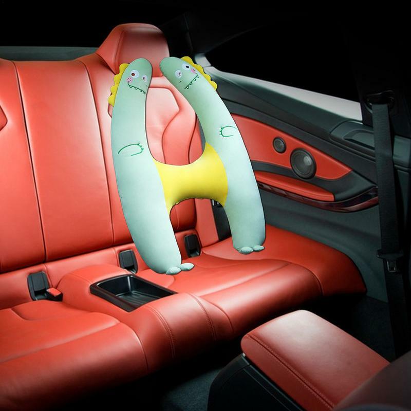 Bantal tidur kepala kursi mobil, bantal perjalanan bentuk H dapat disesuaikan, bantal leher keselamatan kursi mobil untuk anak-anak dan dewasa