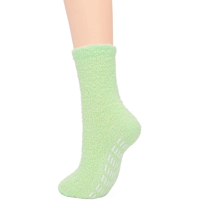 Calcetines de goma antideslizantes para mujer, medias cálidas y cómodas, 5 piezas, Color sólido, Otoño e Invierno