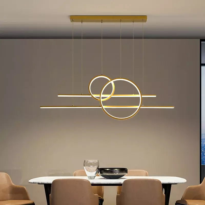Moderne einfache LED Kronleuchter Gold schwarz dimmbar für Tisch Esszimmer Küche Bar Pendel leuchte Dekor Beleuchtung Aufhängung Design