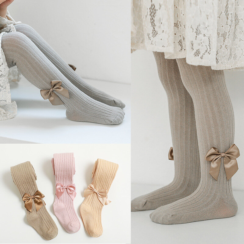 Collant in cotone per bambini ragazze carino principessa Bowknot collant calza per bambini neonate collant monopezzo collant lavorati a maglia