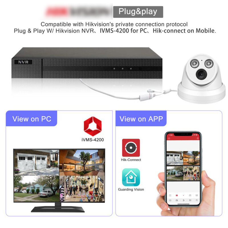 Caméra de vidéosurveillance IP PoE avec micro intégré, caméras de sécurité 4K, vision nocturne IR, protocole Vikylin, CCTV, 8MP, 5MP