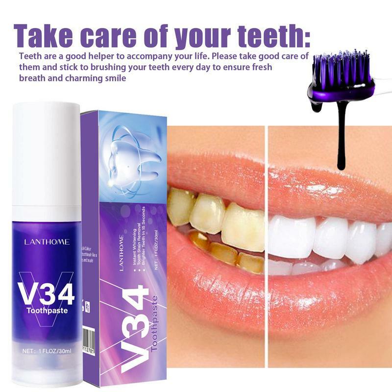 V34 시리즈 치아 청소 무스 치아 미백 치약, 깨끗한 치아, 깨끗한 호흡 치약, 하얀 치아 청소 제품