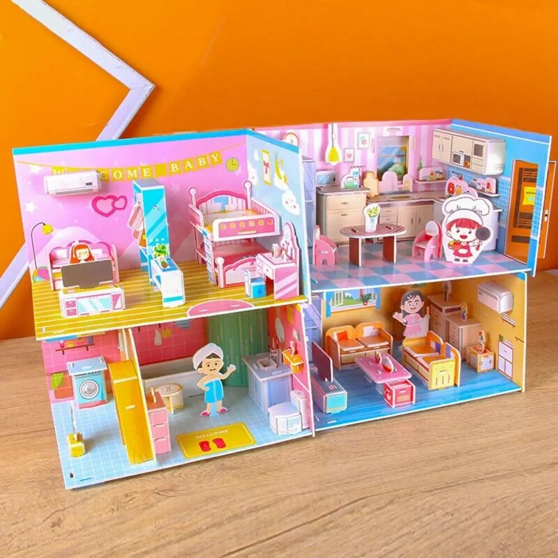 Mainan Puzzle buatan tangan kartun 3D ruang DIY mainan Puzzle kertas edukasi anak-anak hadiah rakitan anak laki-laki perempuan taman kanak-kanak konstruksi ruang
