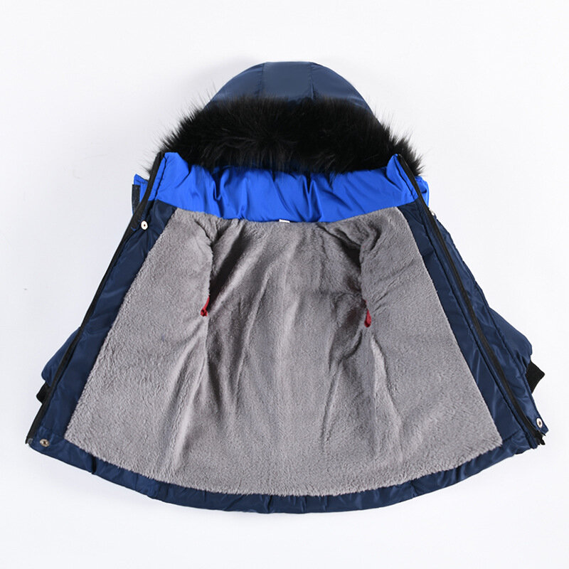 Kurtka puchowa dla chłopców bawełniana odzież wierzchnia wiatrówka 2023 litery zagęszczają aksamitną zimową ciepłą odzież dziecięcą-10 stopni poniżej Z