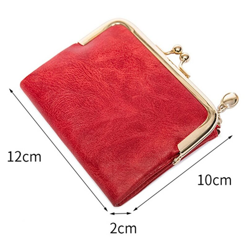Monedero de cuero PU con hebilla de moneda para mujer, bolso de tarjeta portátil de gran capacidad para comprar, elegante